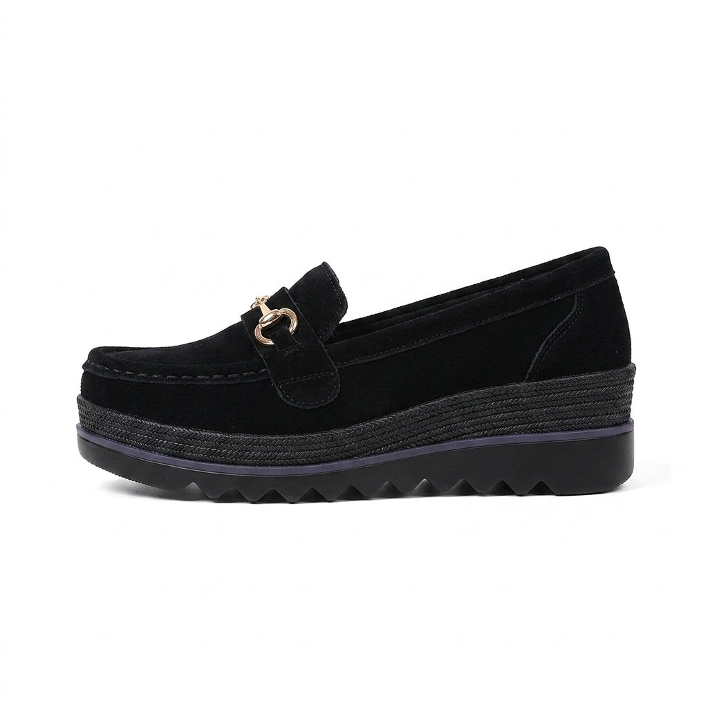 Effortless Suede Wedge Loafers