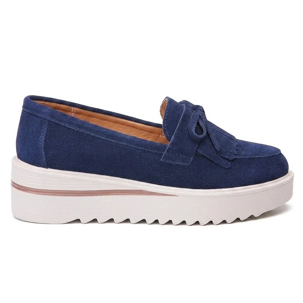 Weekend Suede Wedge Loafers with Fringe