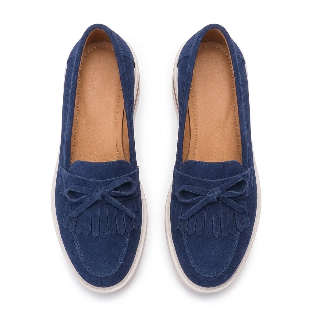 Weekend Suede Wedge Loafers with Fringe