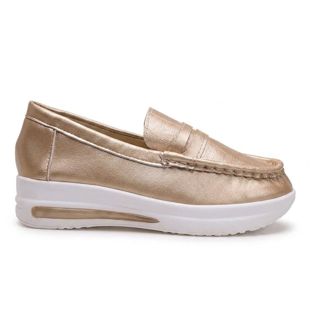Modern Metallic Wedge Loafers