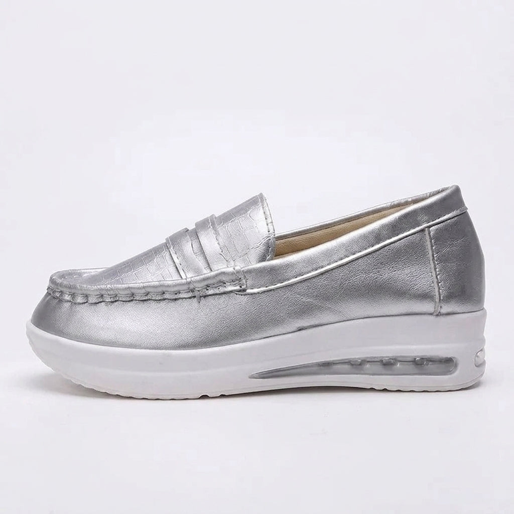 Modern Metallic Wedge Loafers
