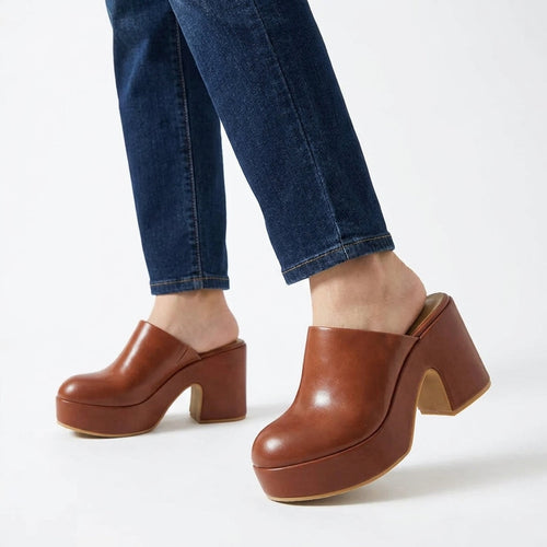 Bold High-Heel Vintage Clogs