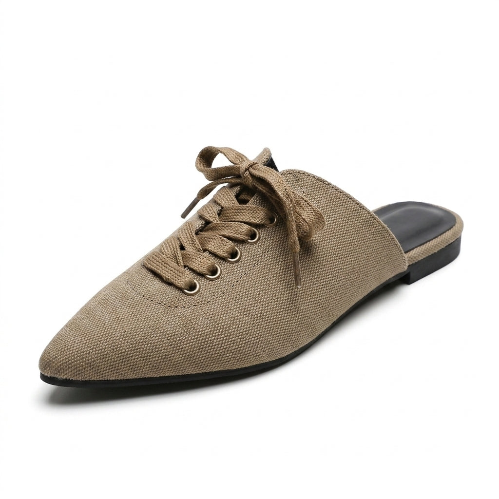 Sleek Nerissa Open-Back Pointed-Toe Mules