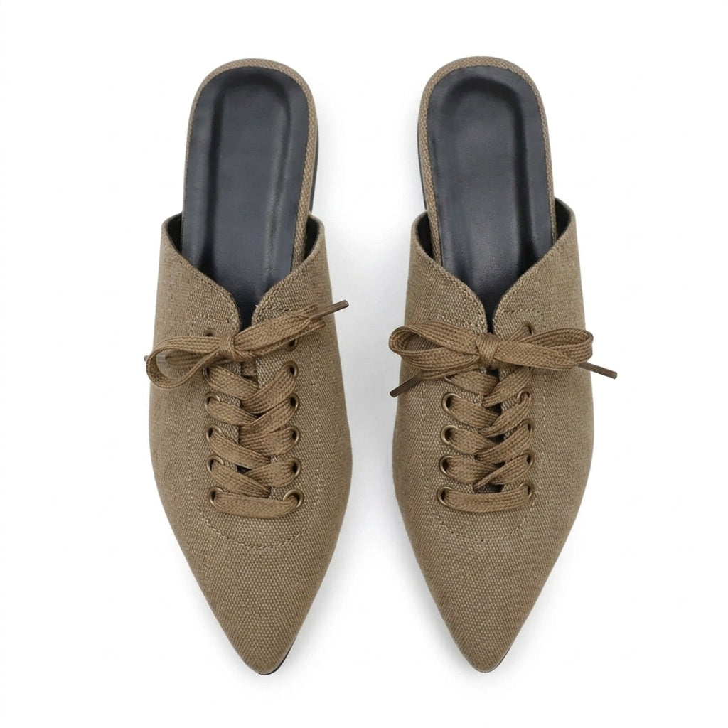 Sleek Nerissa Open-Back Pointed-Toe Mules
