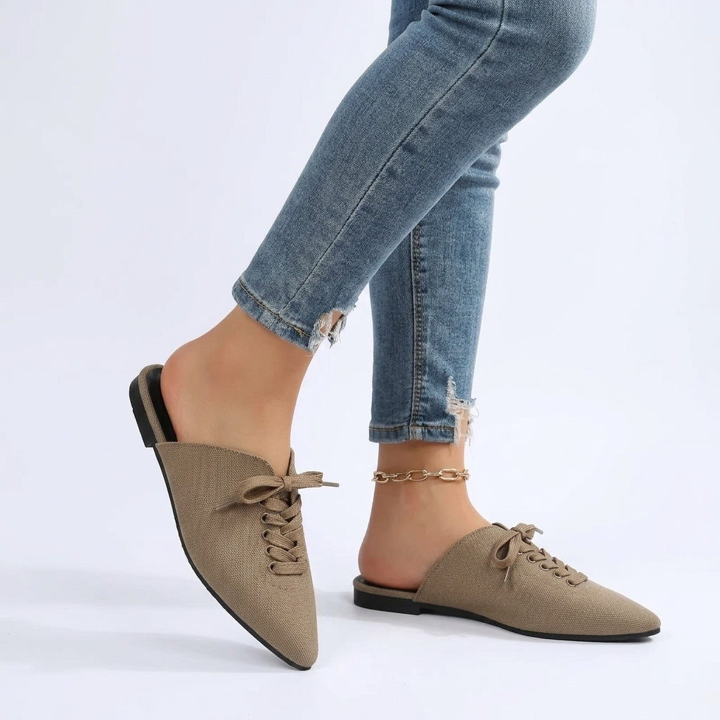 Sleek Nerissa Open-Back Pointed-Toe Mules