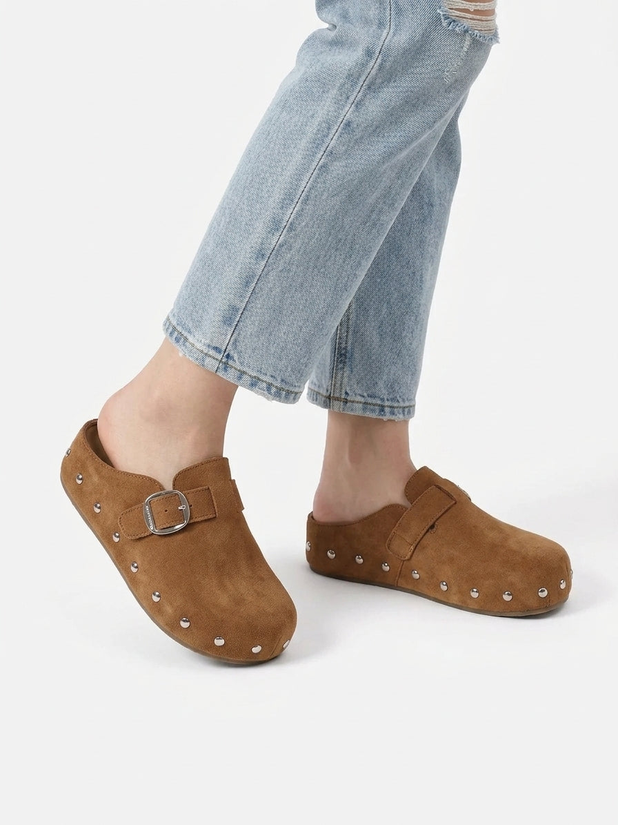 Effortless Suede Buckle Clogs