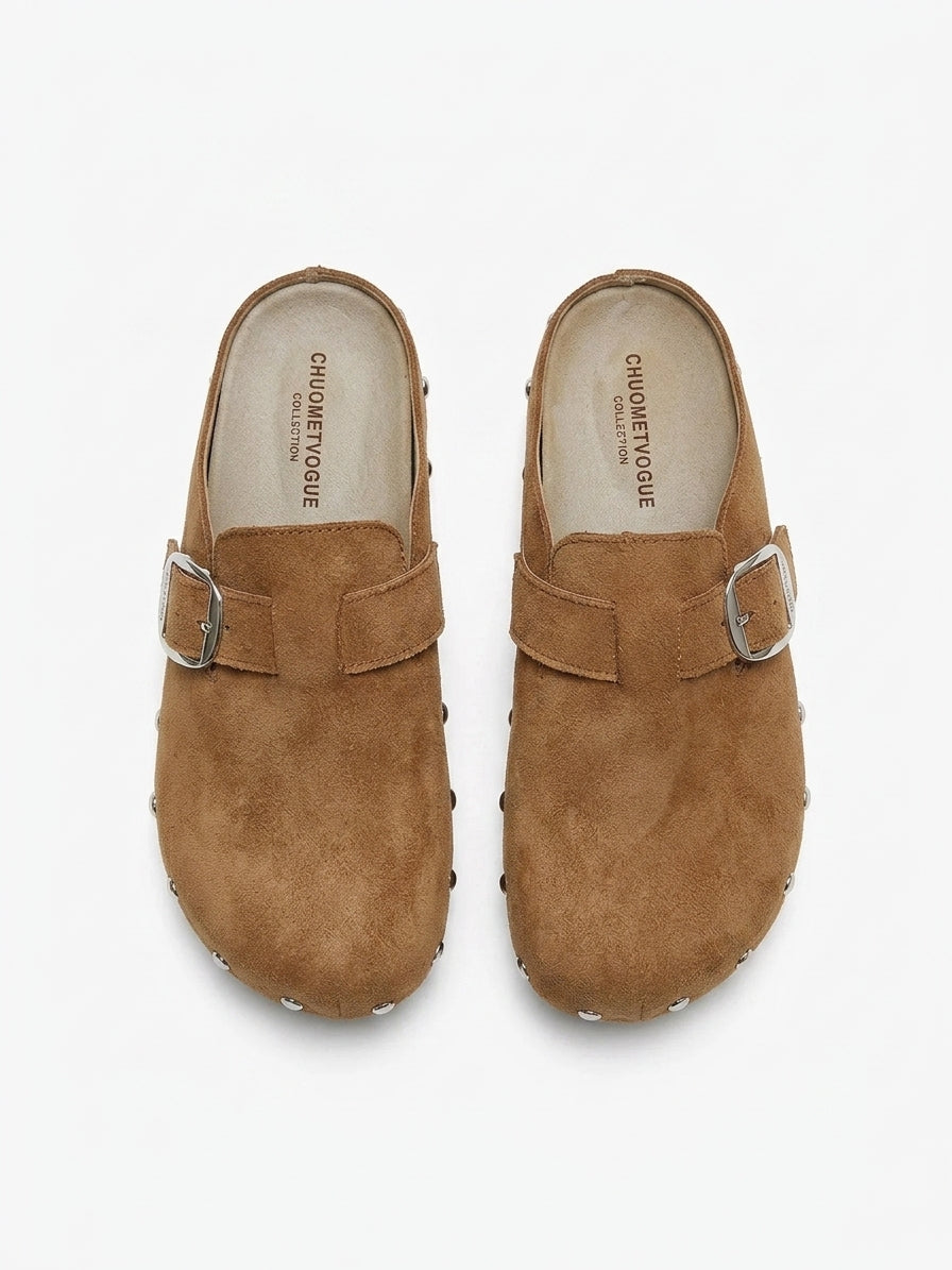 Effortless Suede Buckle Clogs