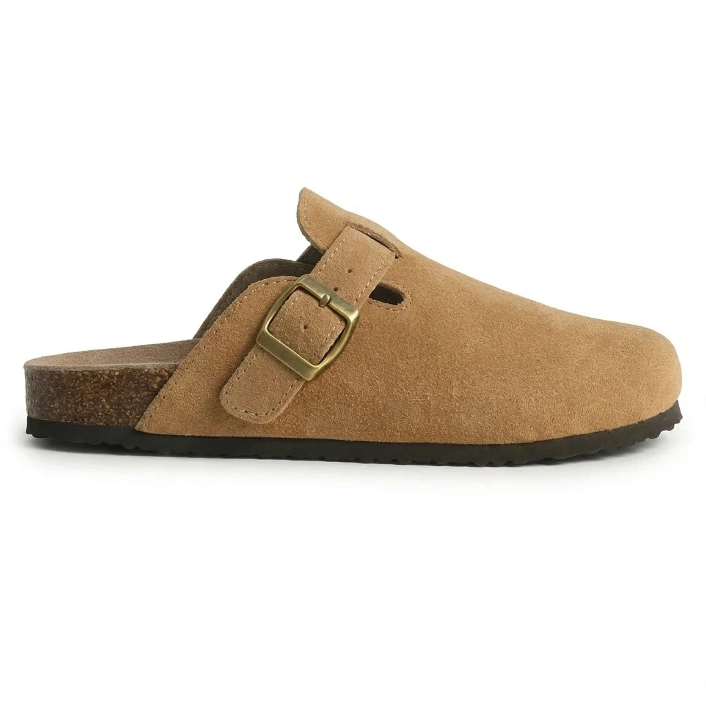 Essential Persephone Buckle-Strap Suede Mules