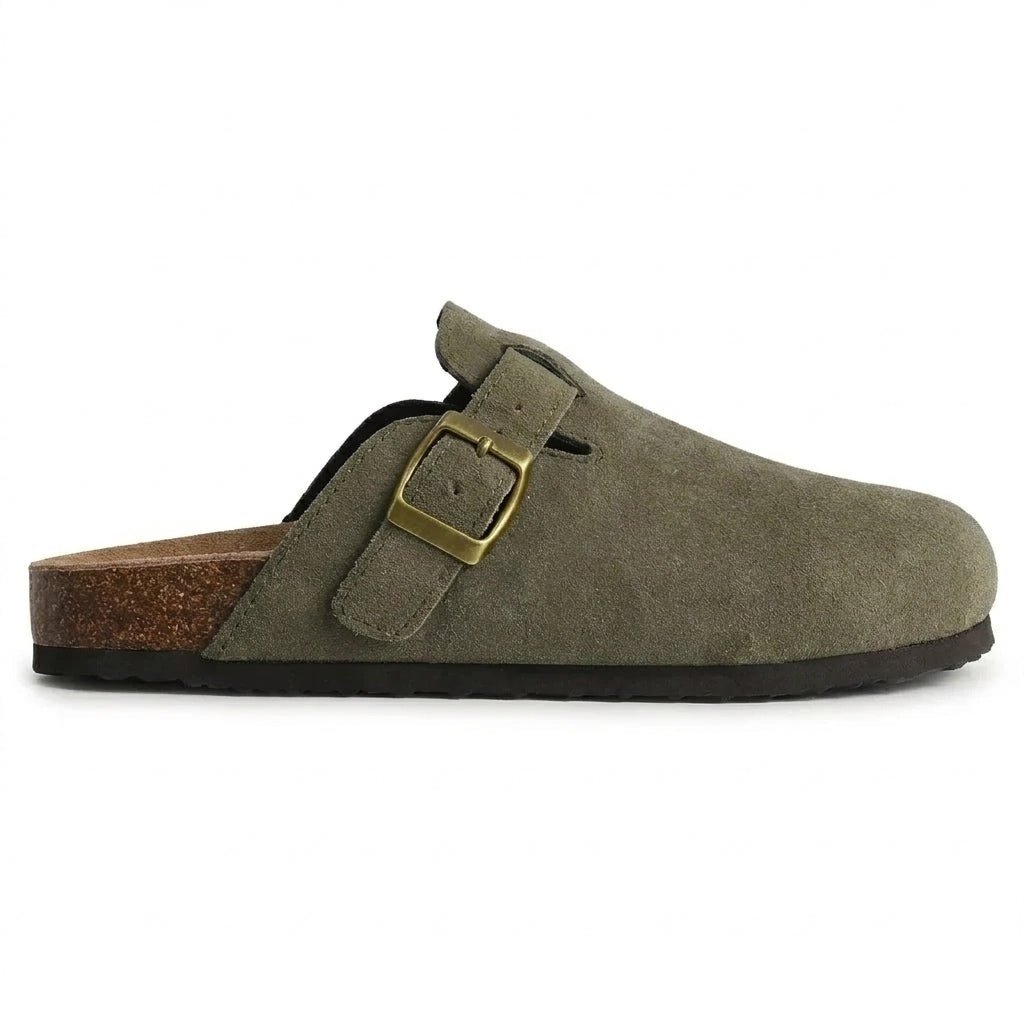 Essential Persephone Buckle-Strap Suede Mules