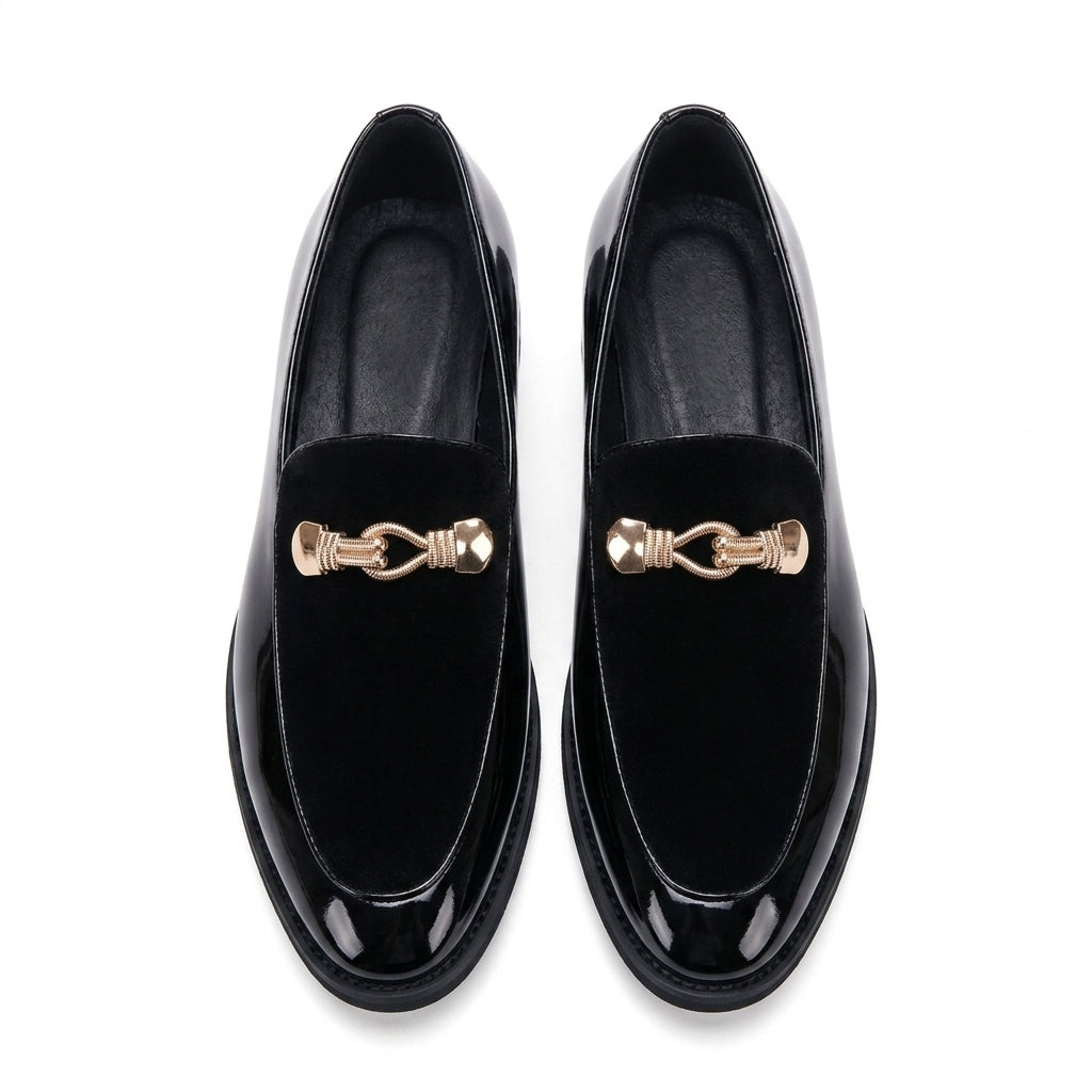 Signature Patent Loafers with Gold Jewel Detail