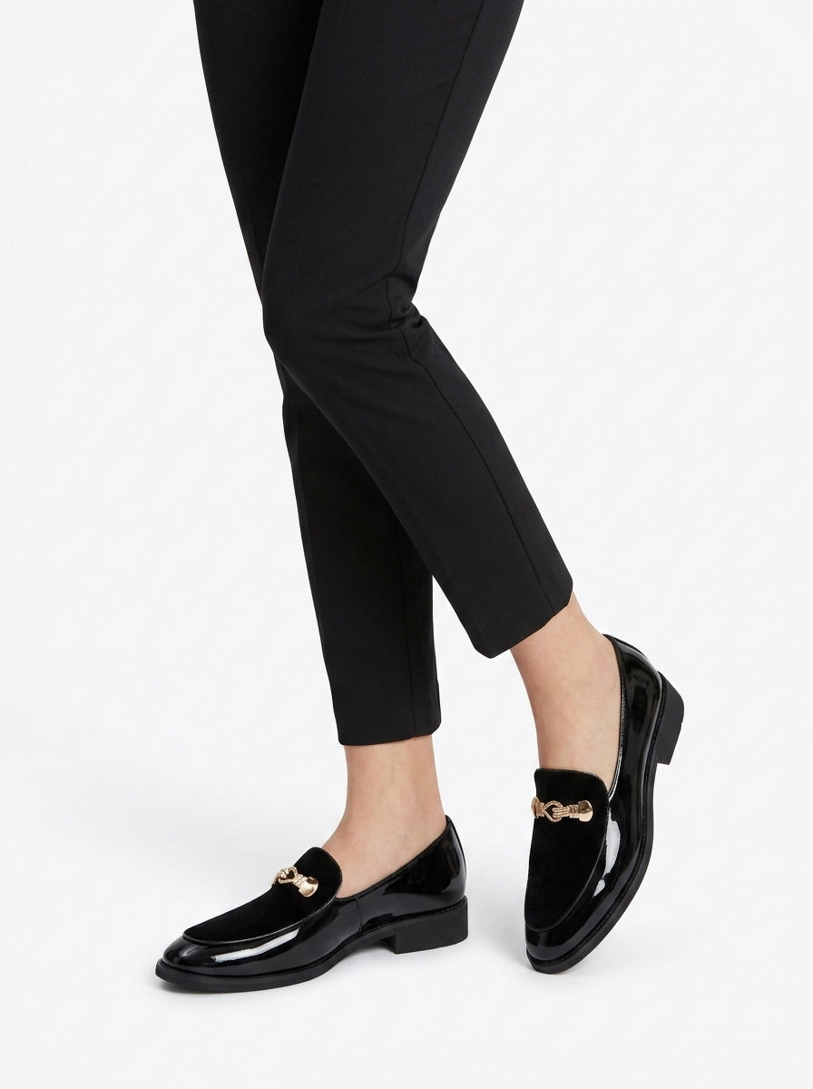 Signature Patent Loafers with Gold Jewel Detail