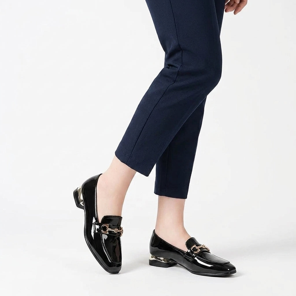 City-Ready Patent Leather Loafers with Sleek Heel