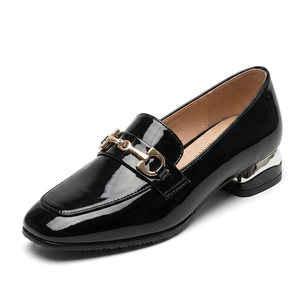 City-Ready Patent Leather Loafers with Sleek Heel