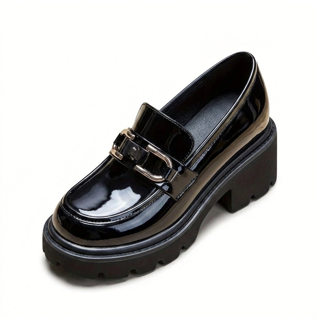 Modern Patent Platform Loafers