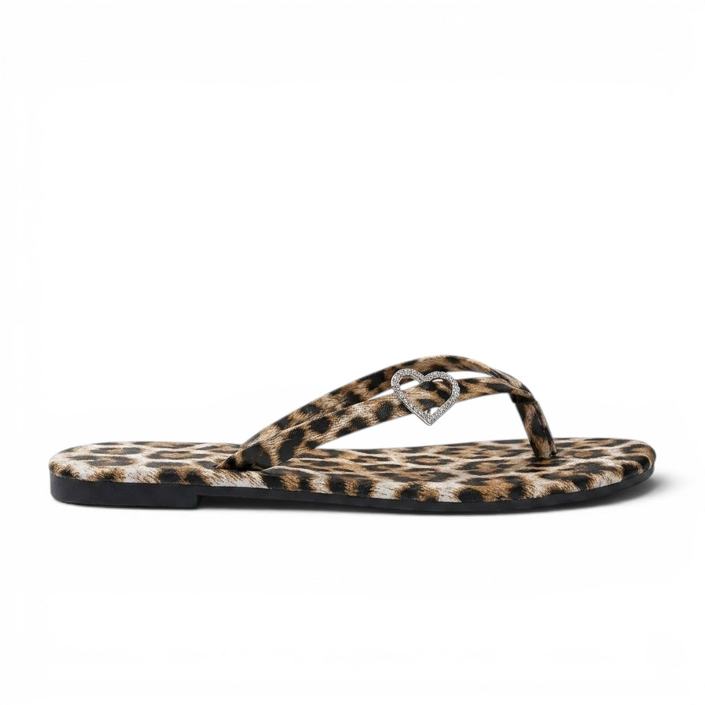Statement Leopard-Print Flat Sandals