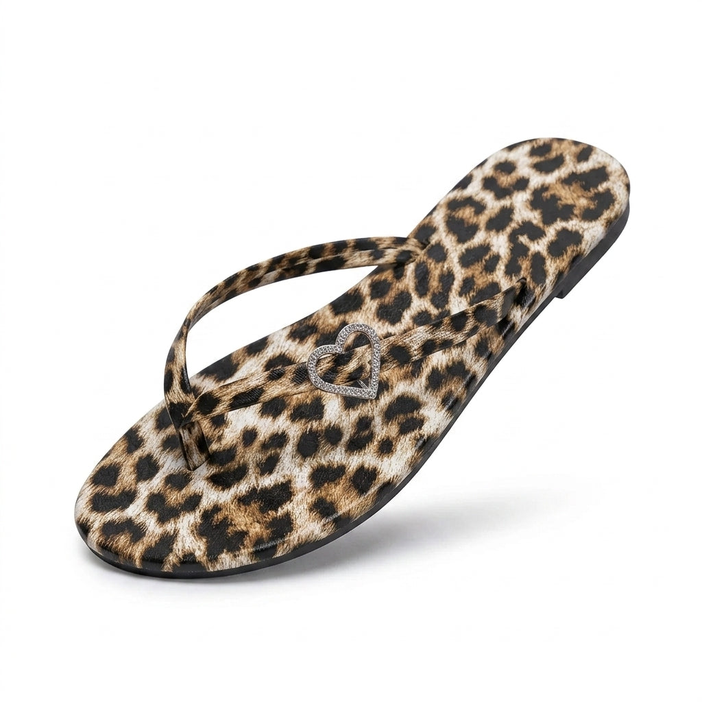 Statement Leopard-Print Flat Sandals