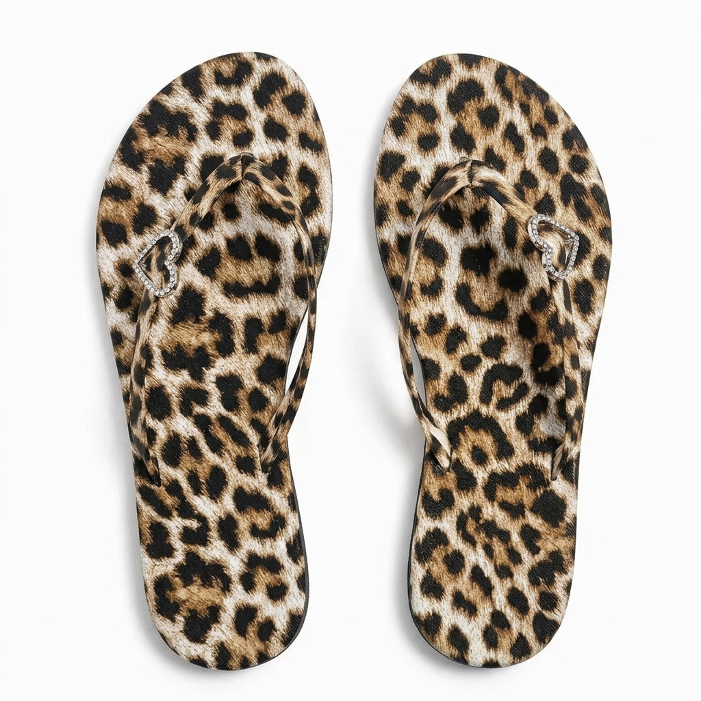 Statement Leopard-Print Flat Sandals