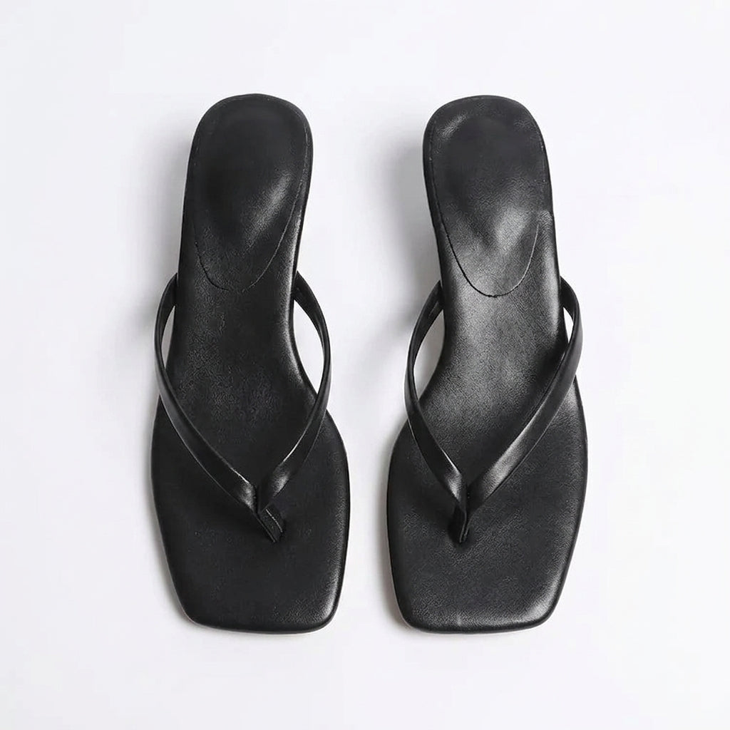 Refined Sculpted-Heel Thong Sandals
