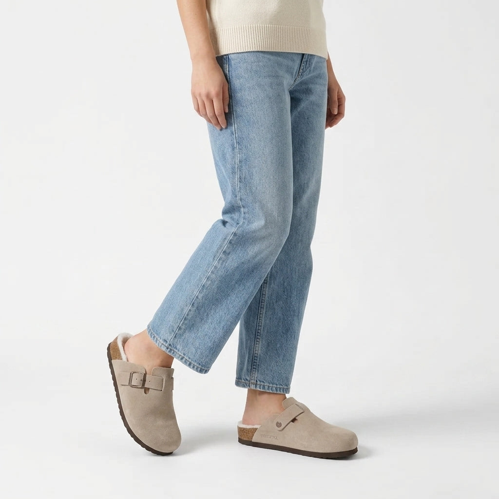 Barefoot-Soft Ottilie Shearling-Lined Suede Mules