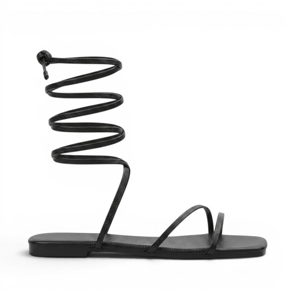 Sleek Nadia Lace-Up Flat Sandals