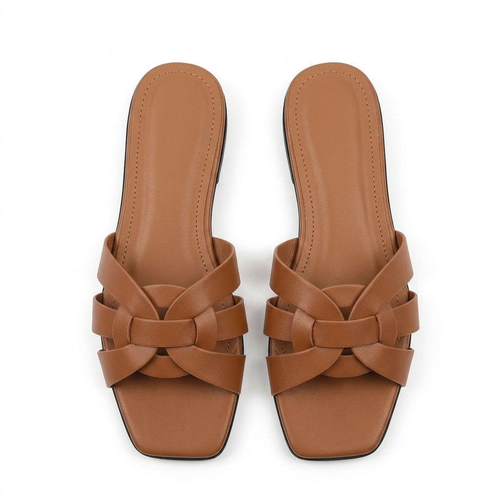 Weekend Solveig Wide Crossed-Strap Mules
