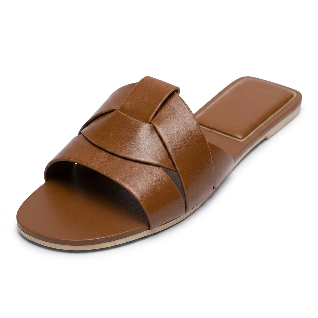 Effortless Wide-Strap Flat Mules