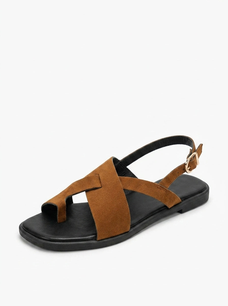 Weekend Wide Crossed-Strap Sandals