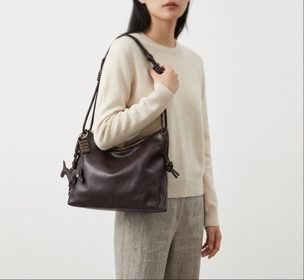 Statement Roxane Leather Crossbody with Charm Detail