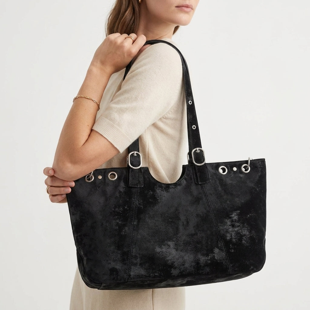 Heritage-Inspired Lior Weathered Suede Tote