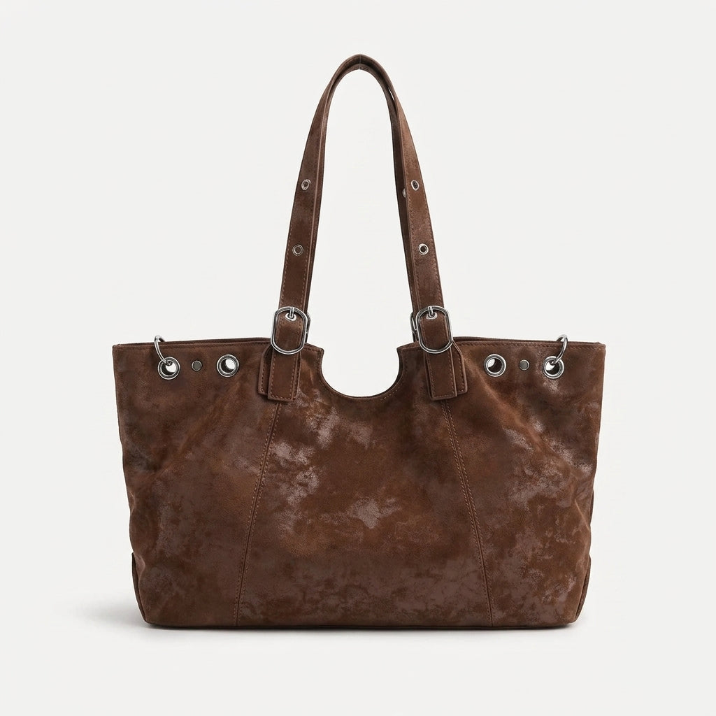 Heritage-Inspired Lior Weathered Suede Tote