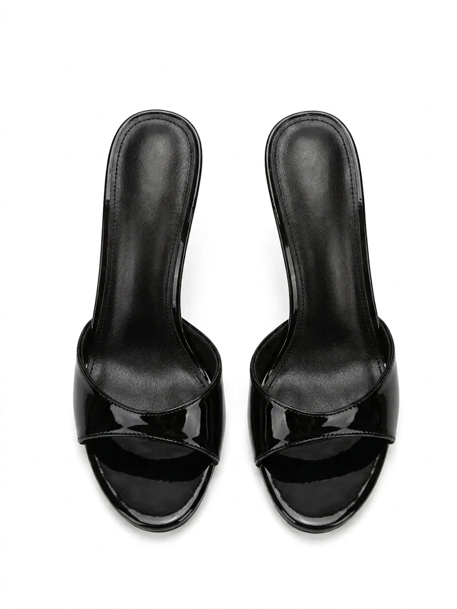 Refined Patent Leather Stiletto Mules