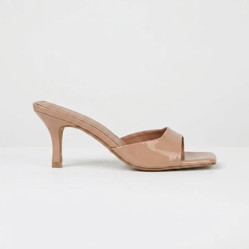 Refined Nude Patent Stiletto Sandals