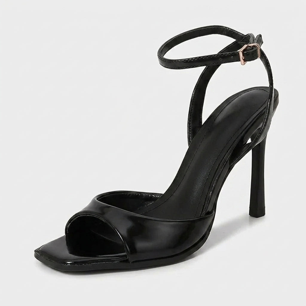 Sleek Novalie Square-Toe Thin-Heel Sandals