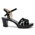 Polished Wide-Heel Platform Sandals
