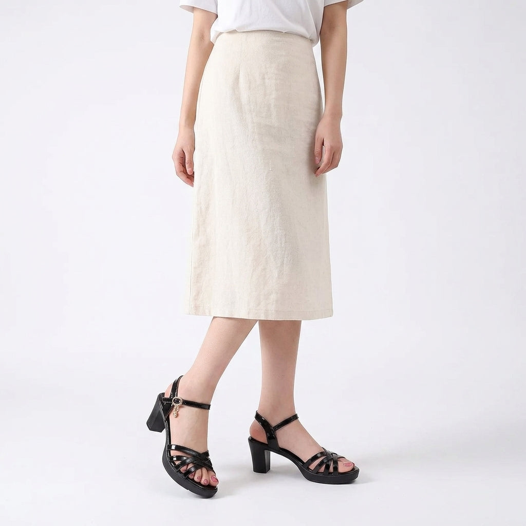 Polished Wide-Heel Platform Sandals