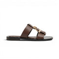 Polished Gold-Buckle Wide-Strap Sandals