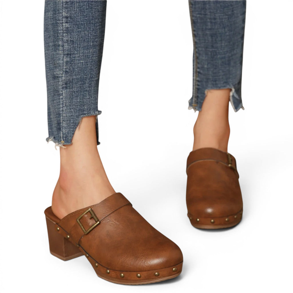 Signature Yara Wood-Heel Vintage Mules