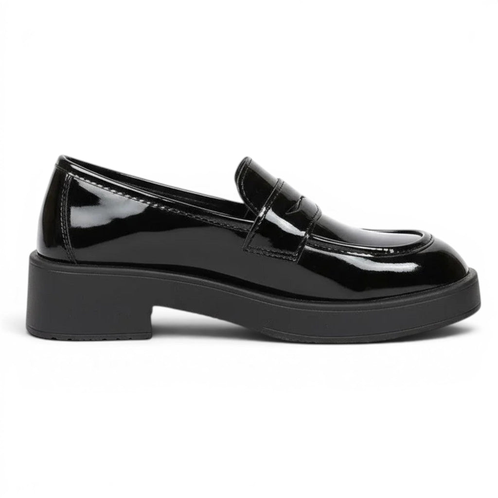 Polished Wedge Loafers with Glossy Finish
