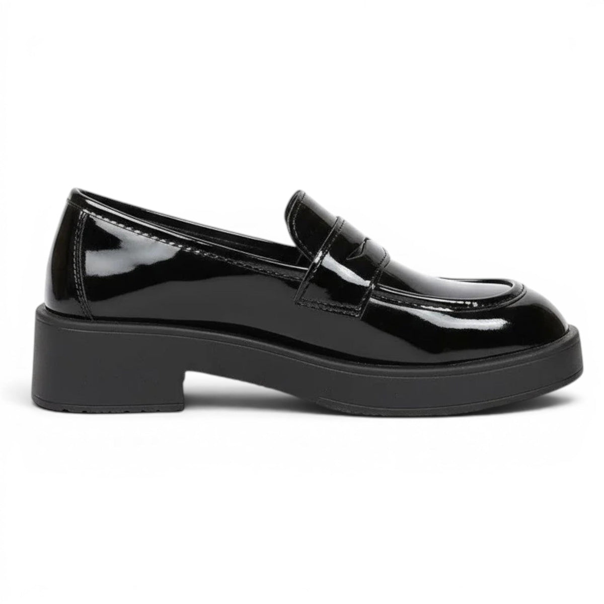 Polished Wedge Loafers with Glossy Finish