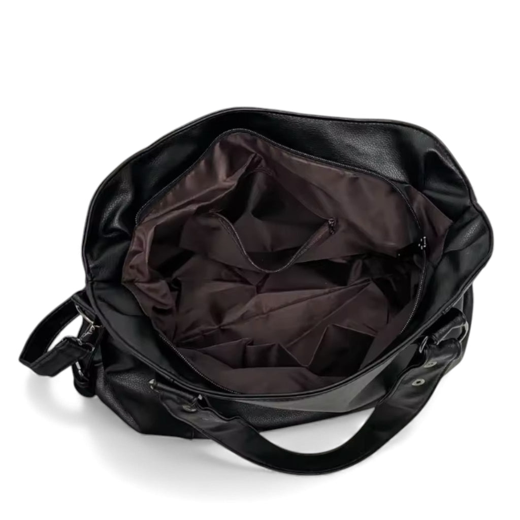 The Everyday Marisol Grained Leather Shoulder Bag in Black