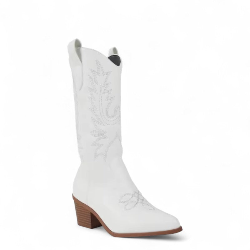 Heritage-Inspired Embroidered Heeled Western Boots