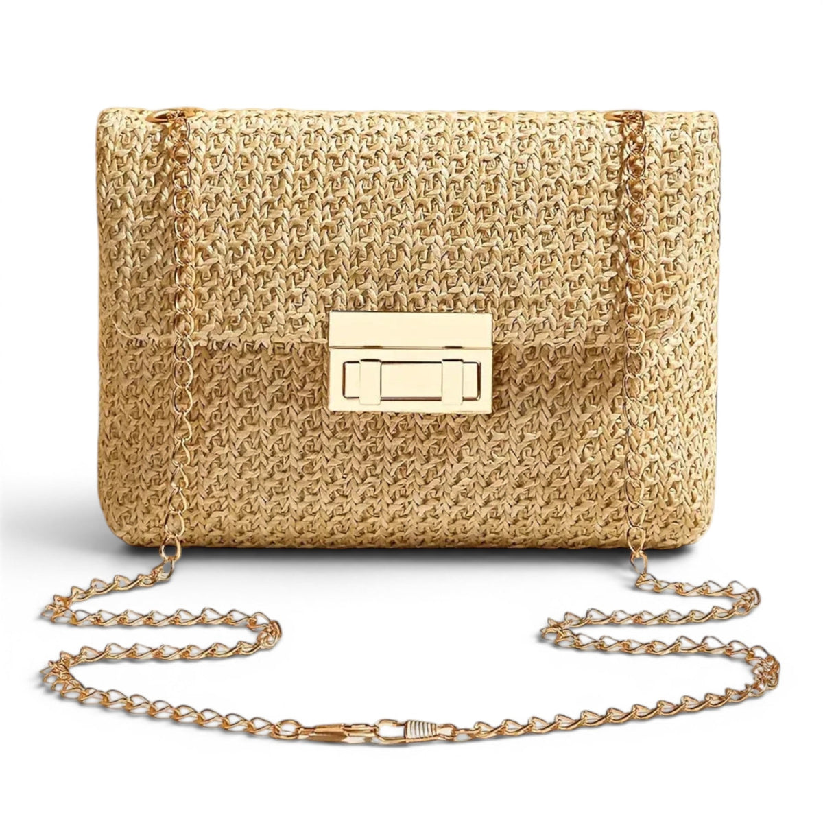 Sun-Ready Cyrielle Woven Straw Shoulder Bag