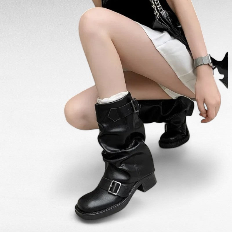 Statement Buckled Biker Ankle Boots