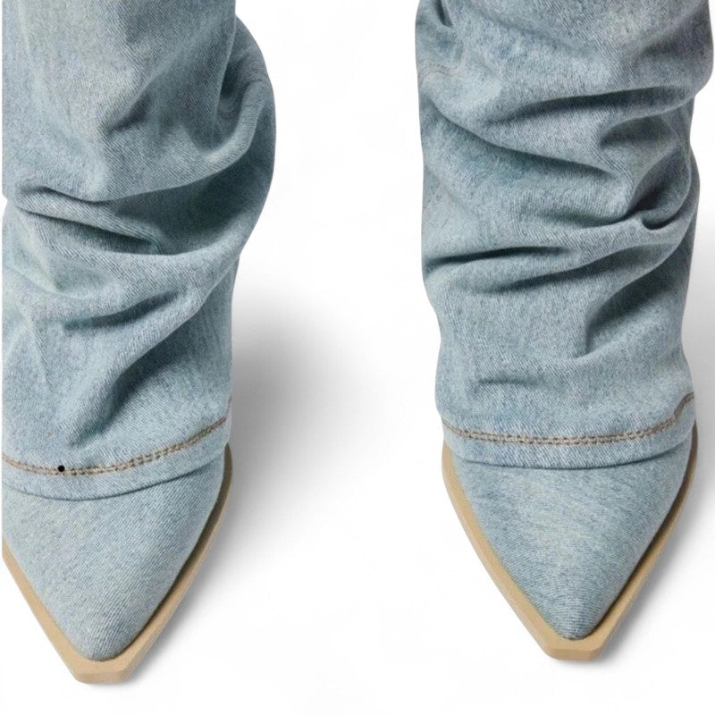 Weekend Vintage Wide-Leg Denim Western Boots