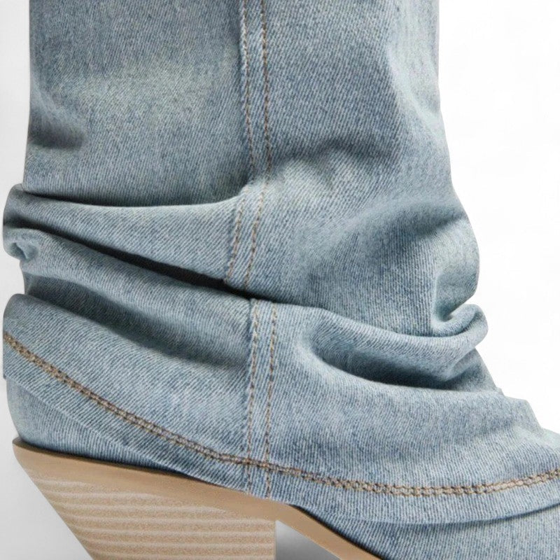 Weekend Vintage Wide-Leg Denim Western Boots