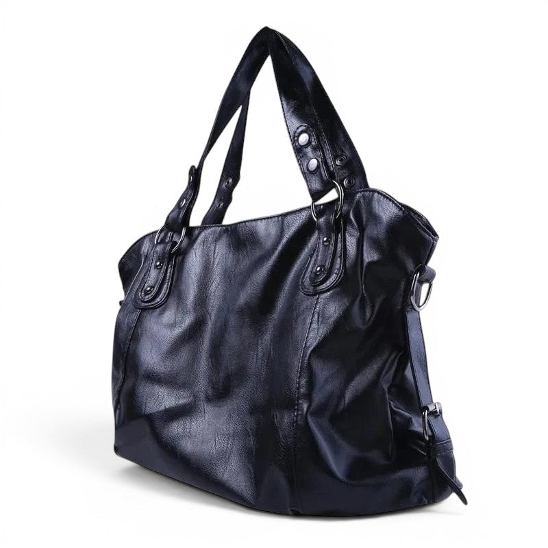 Polished Faux Leather Shoulder Bag