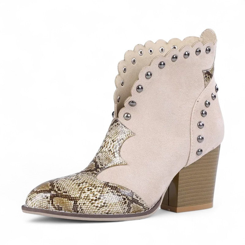 Bold Galiana Studded Vintage Western Ankle Boots