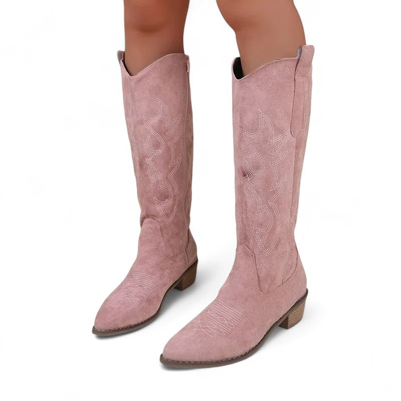 Polished Suede Tall Western Boots