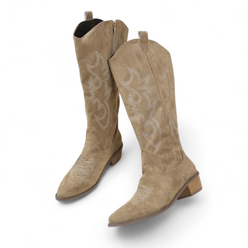 Polished Suede Tall Western Boots