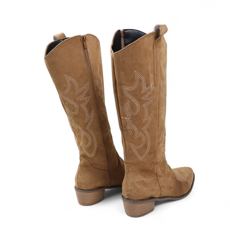 Polished Suede Tall Western Boots